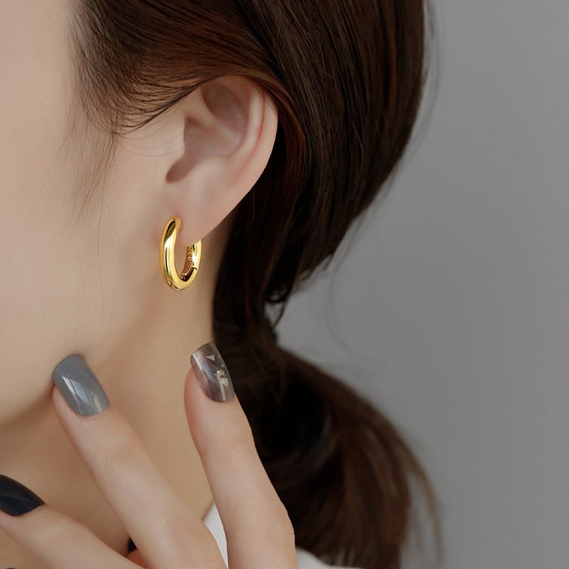 Anti Allergic 18K Golden Plated Stainless Steel Hoop Earrings